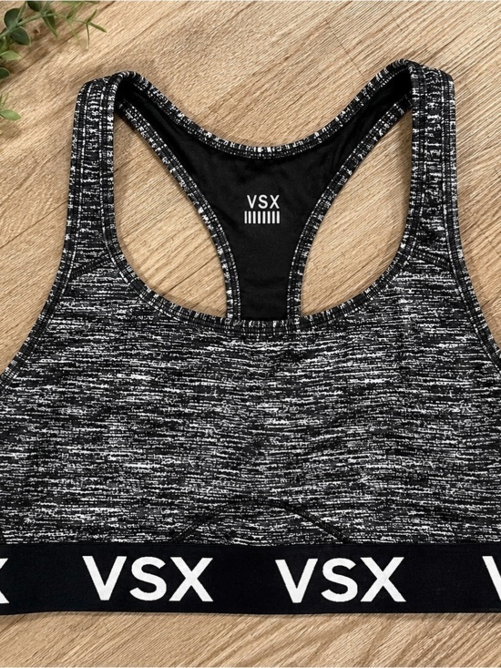 VSX Black & White Space-Dye Racerback Sports Bra